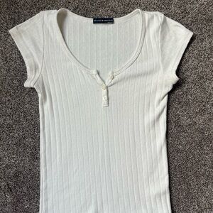 Brandy Melville White Buttoned Tee